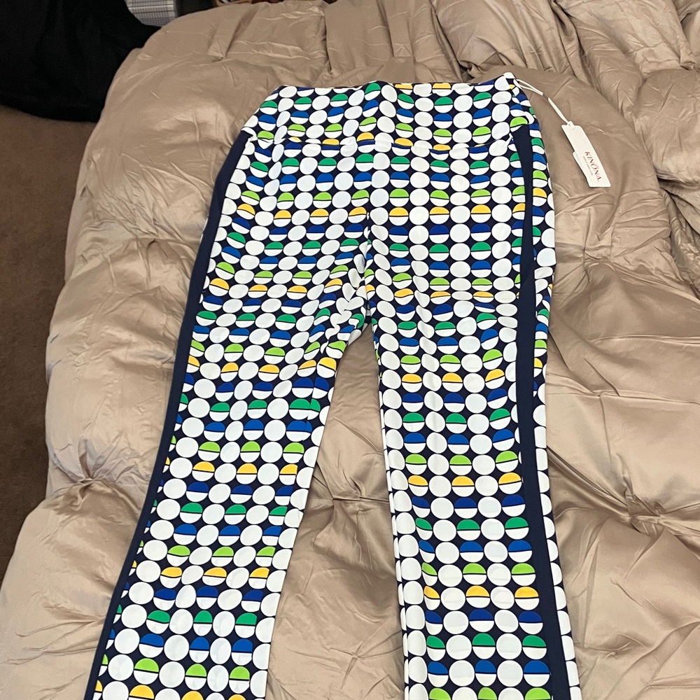 Kinona Mod Dot Crop Golf Pants with Navy Stripe Small - Picture 3 of 10